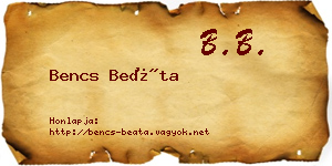 Bencs Beáta névjegykártya